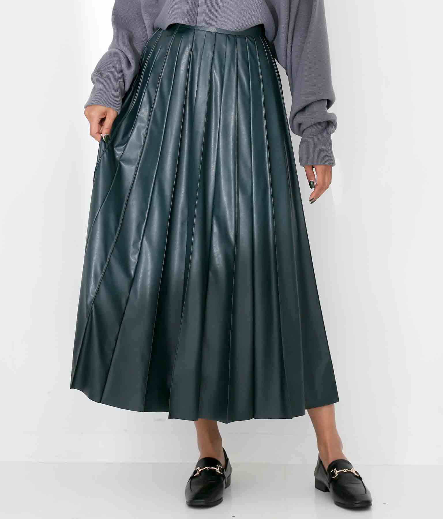 DONEEYUフェイクレザーピンタックロングスカート(ボトムス・パンツ /スカート) | Settimissimo | レディースファッション