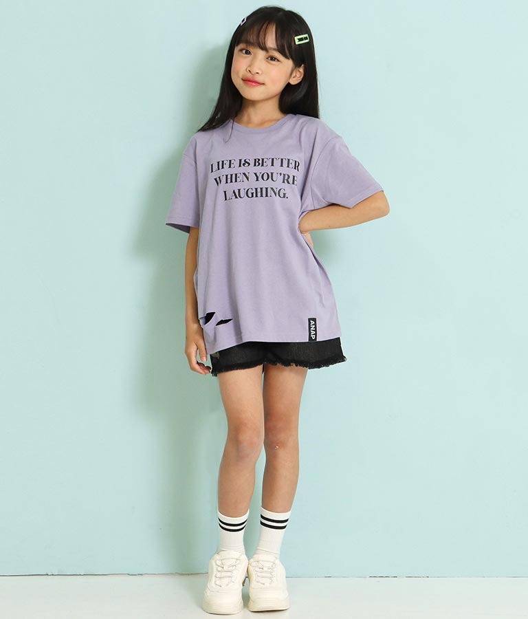 裾ダメージビッグTシャツ(トップス/Tシャツ) | ANAP KIDS | レディース 