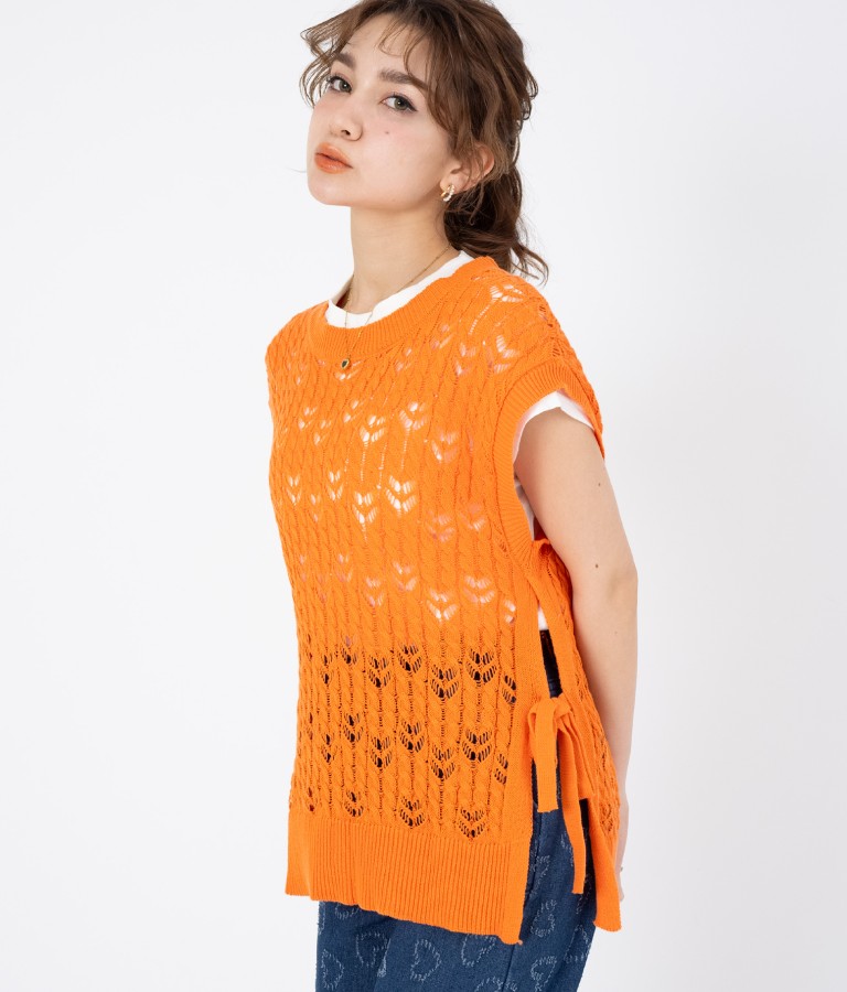 melt the lady under zip tops かぎ編み ニット