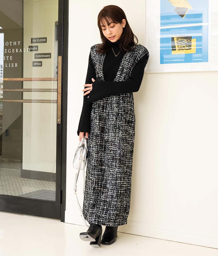 ツイードジャンパースカート(ワンピース・ドレス/ロングワンピ