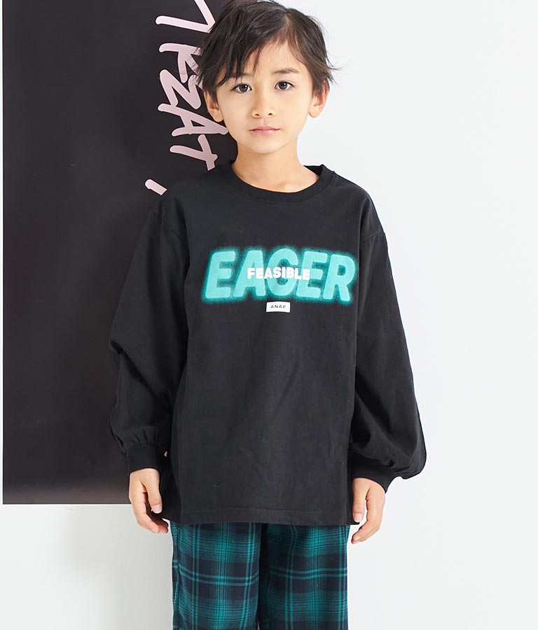 スプレーロゴ プリント ビッグ ロンT 長袖 Tシャツ(トップス/Tシャツ 