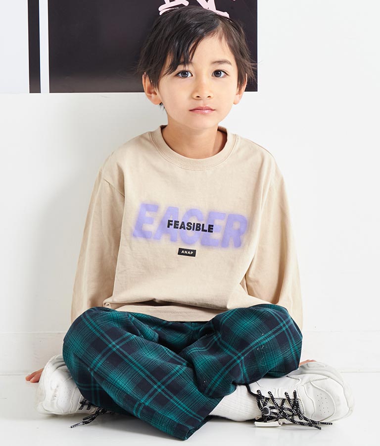 スプレーロゴ プリント ビッグ ロンT 長袖 Tシャツ(トップス/Tシャツ 
