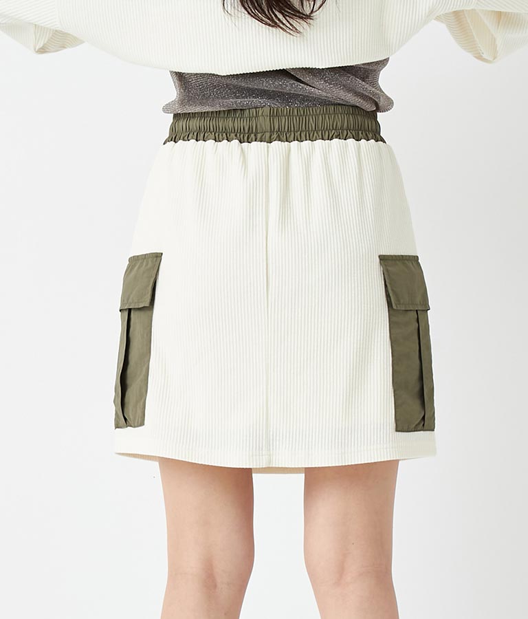 異素材 切替 カーゴ ミニ スカート(ボトムス・パンツ /スカート  