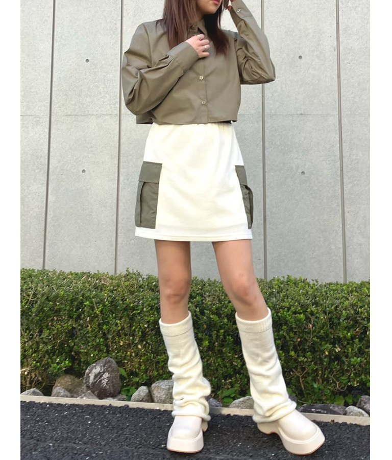 異素材 切替 カーゴ ミニ スカート(ボトムス・パンツ /スカート  