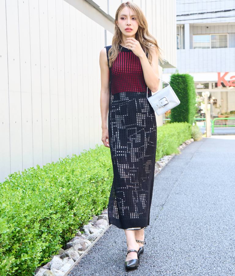 Sybilla × Demikitte オリーブ はやい ノースリーブロングワンピース 