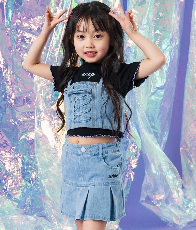 Tシャツ ×レースアップ ビスチェ セット トップス(トップス/Tシャツ 